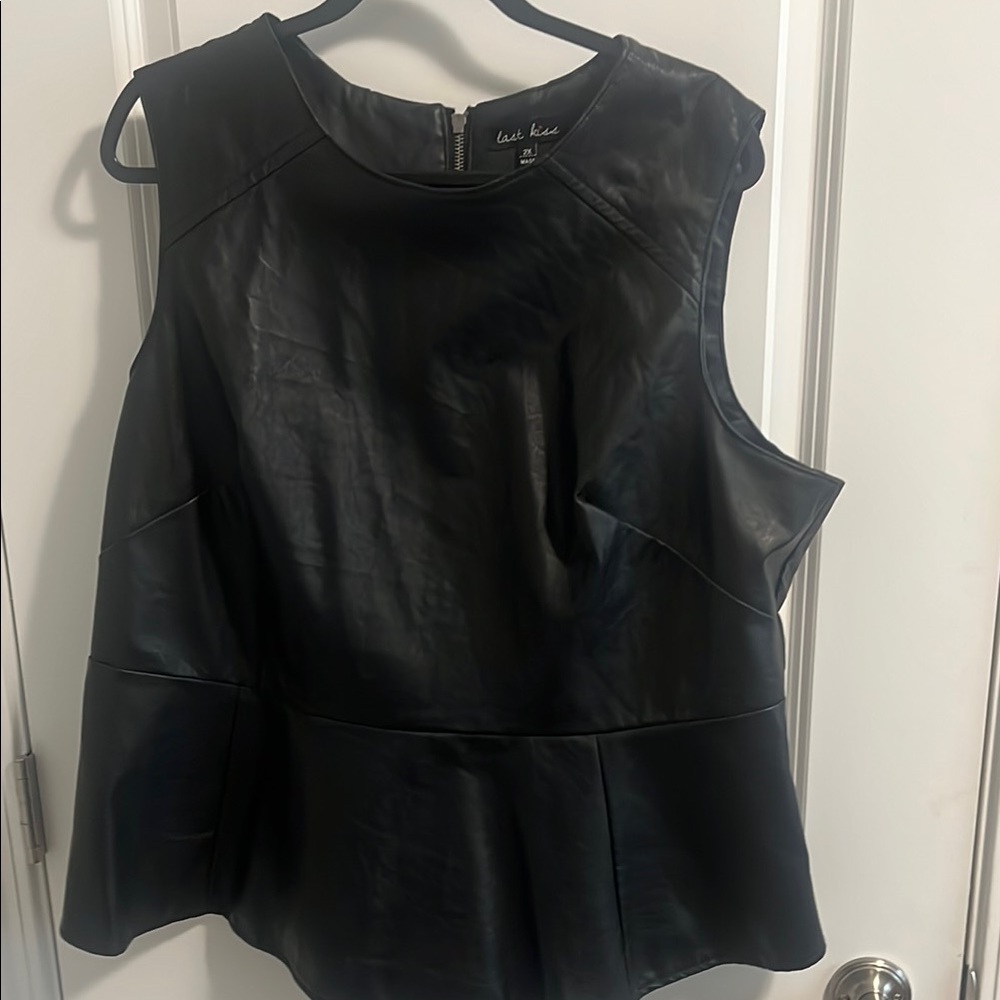 Last Kiss Black Sleeveless Peplum Top
